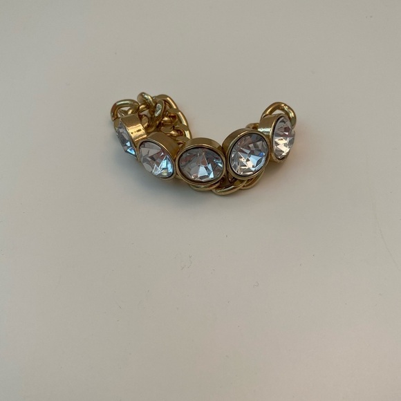 Rhinestone gold link stretchy bracelet - Picture 1 of 3